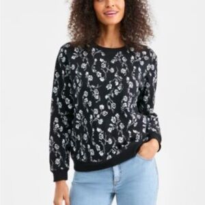 Style & Co. Black and White Floral Sweater